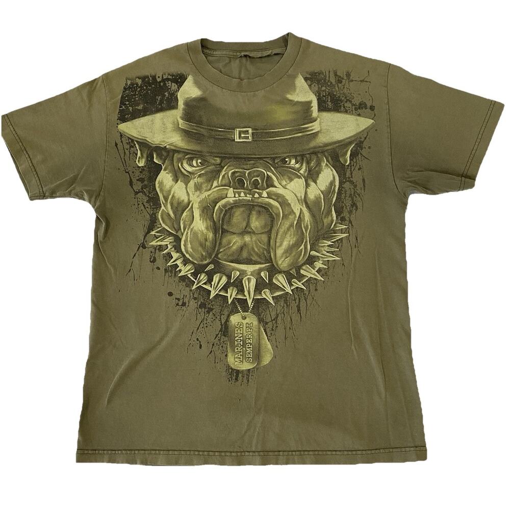 United States Marines Semper Fi Dog Tags T-Shirt Mens Distressed XL